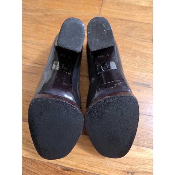 Gucci Leather Block Heels Black Shoes Size 5.5 S000021 - Picture 11 of 12